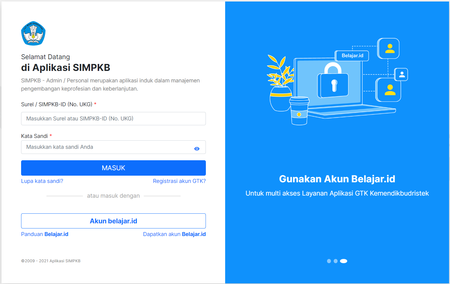 Panduan Menautkan Akun Belajar.id Setelah Login Pada Akun SIMPKB ...